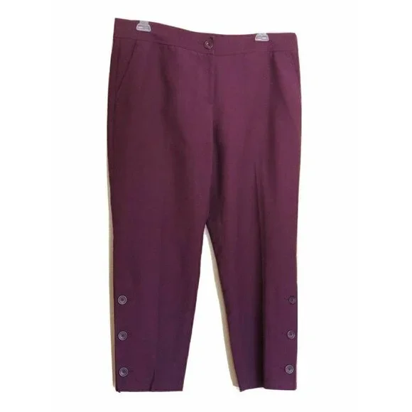 Nordstrom Signature Womens Purple Knit Slim Leg Crop Twill Pants Size 16 - Picture 3 of 12